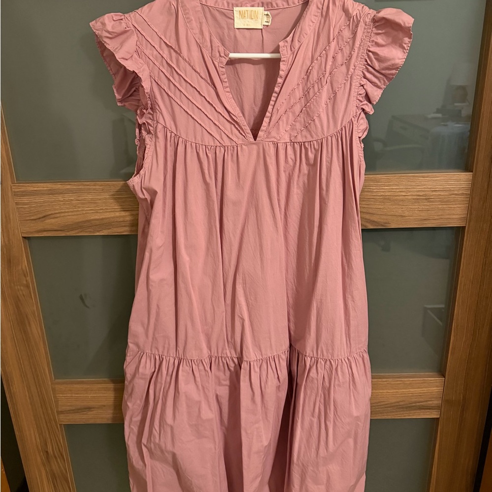 Nation LTD Pink Ruffle Sleeve Dress